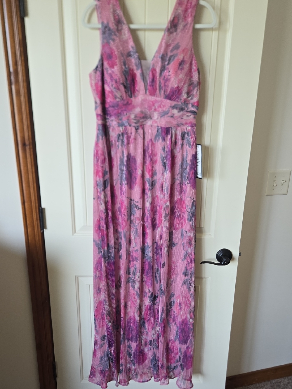 R&M Richards Pink Multi Floral Evening Dress
